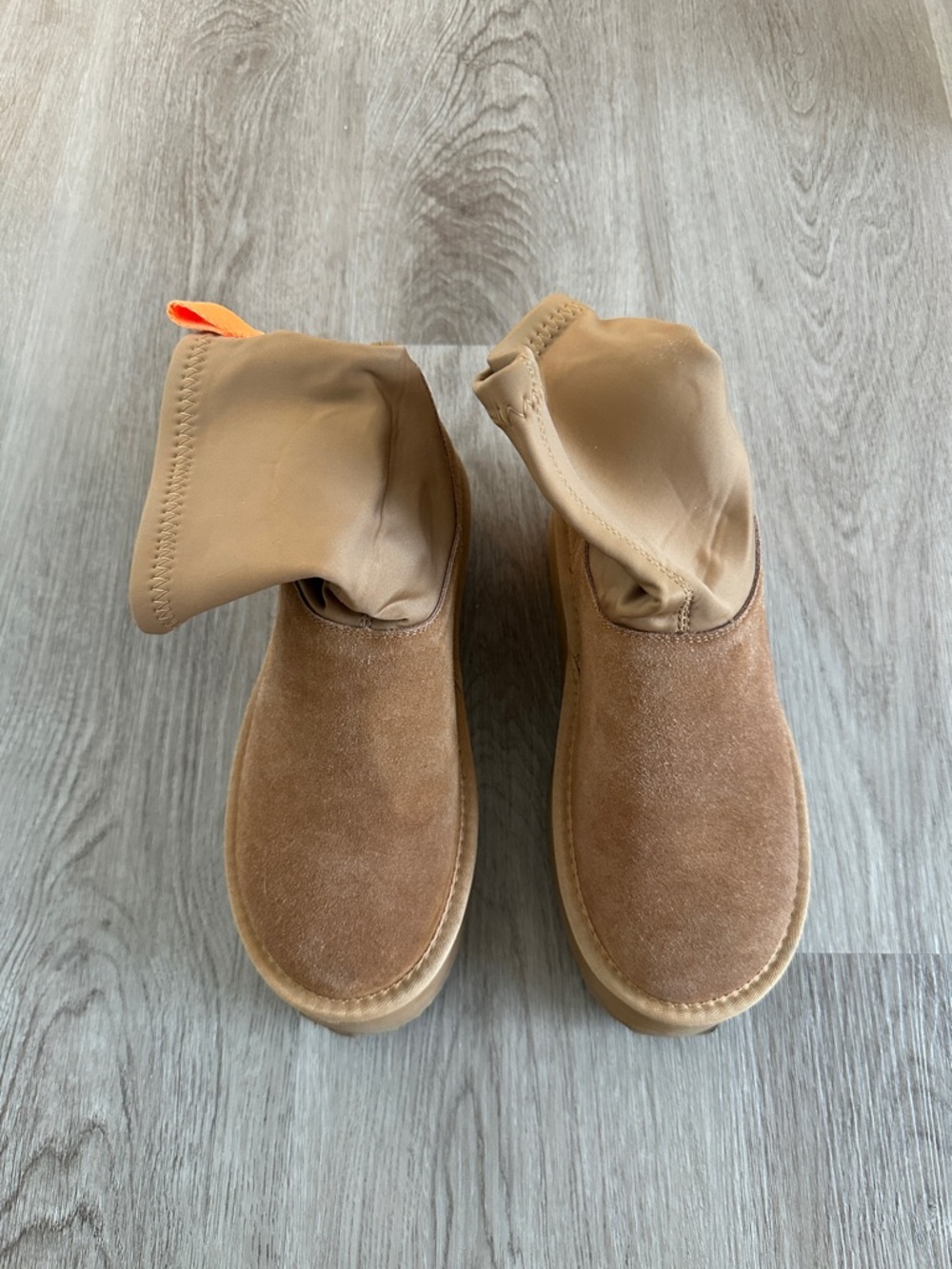 JustFab Women's Tan Suede Winter Boots with Fold-Over Cuff